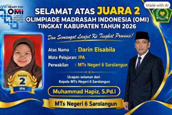 Siswi MTsN 6 Sarolangun Juara OMI 2026 Tingkat Kabupaten Siswi MTsN 6 Sarolangun Juara OMI 2026 Tingkat Kabupaten