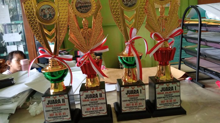 Borong Empat Piala Kemerdekaan,MTsN 6 Sarolangun Raih Penghargaan Bertubi-tubi pada HUT RI Ke-81 Kecamatan Pauh